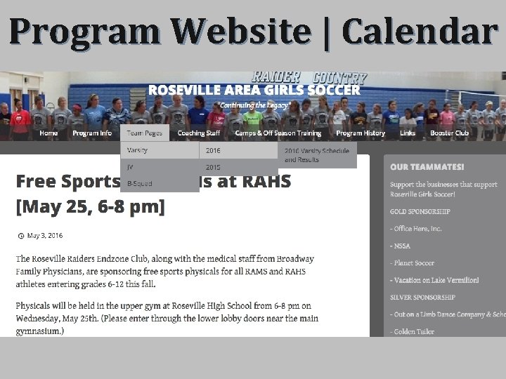 Program Website | Calendar 