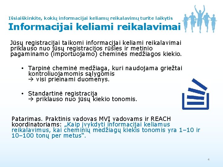 Išsiaiškinkite, kokių informacijai keliamų reikalavimų turite laikytis Informacijai keliami reikalavimai Jūsų registracijai taikomi informacijai