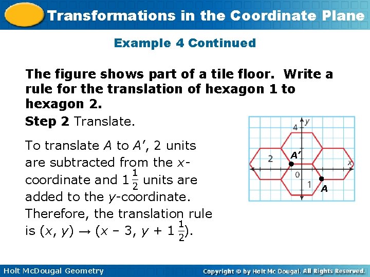 Transformations in the Coordinate Plane Example 4 Continued The figure shows part of a