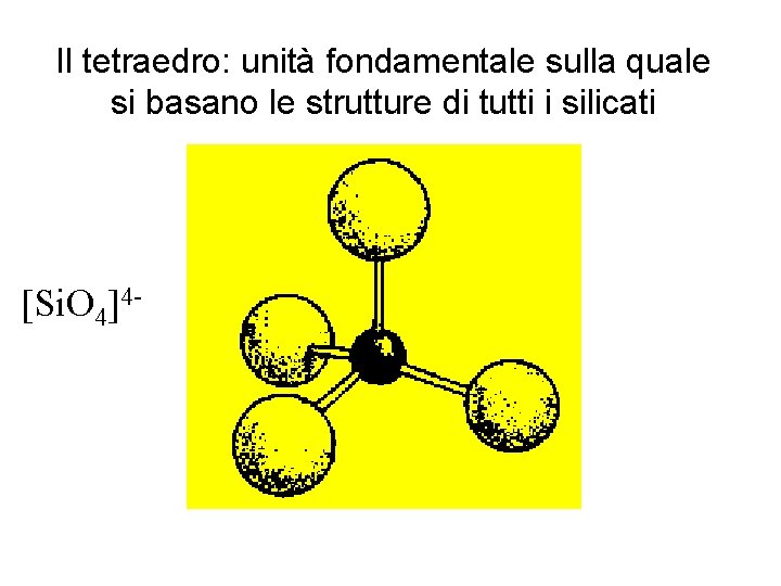 Il tetraedro: unità fondamentale sulla quale si basano le strutture di tutti i silicati