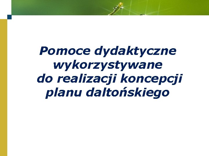 Pomoce dydaktyczne wykorzystywane do realizacji koncepcji planu daltońskiego 