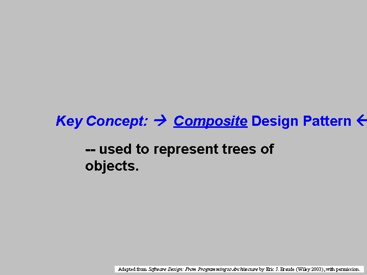 Key Concept: Composite Design Pattern -- used to represent trees of objects. Adapted from