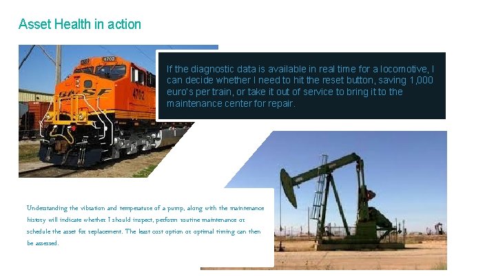 Asset Health in action If the diagnostic data is available in real time for