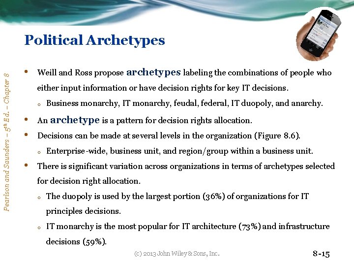 Pearlson and Saunders – 5 th Ed. – Chapter 8 Political Archetypes • Weill