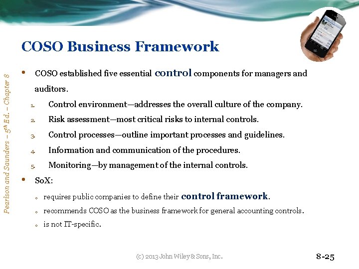 Pearlson and Saunders – 5 th Ed. – Chapter 8 COSO Business Framework •