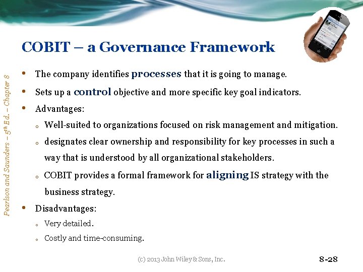 Pearlson and Saunders – 5 th Ed. – Chapter 8 COBIT – a Governance