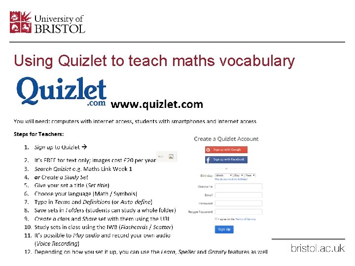 Using Quizlet to teach maths vocabulary 24 