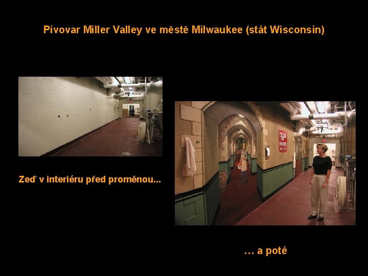 Pivovar Miller Valley ve městě Milwaukee (stát Wisconsin) Zeď v interiéru před proměnou. .