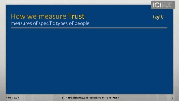 How we measure Trust measures of specific types of people April 4, 2019 Trust,