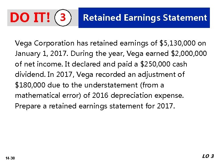 DO IT! 3 Retained Earnings Statement Vega Corporation has retained earnings of $5, 130,