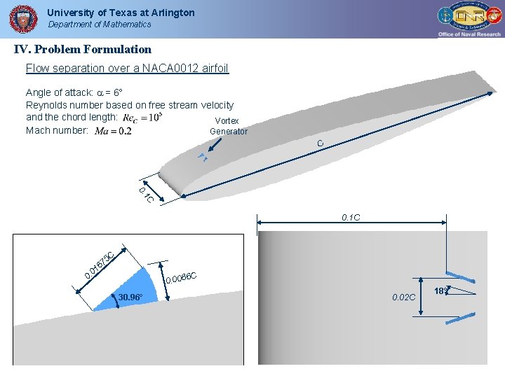 University of Texas at Arlington Department of Mathematics IV. Problem Formulation Flow separation over