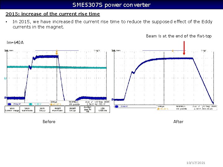 SME 5307 S power converter 2015: increase of the current rise time • In