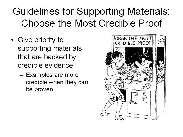 Guidelines for Supporting Materials: Choose the Most Credible Proof • Give priority to supporting