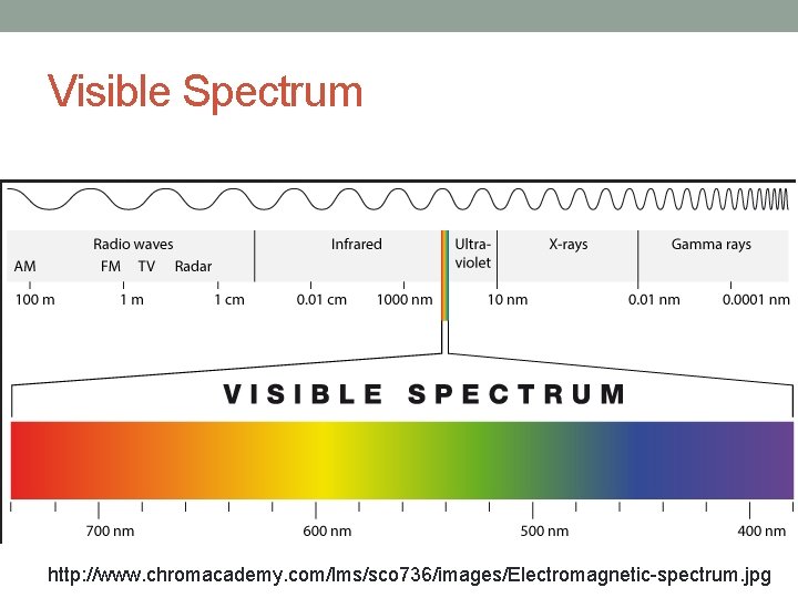 Visible Spectrum http: //www. chromacademy. com/lms/sco 736/images/Electromagnetic-spectrum. jpg 