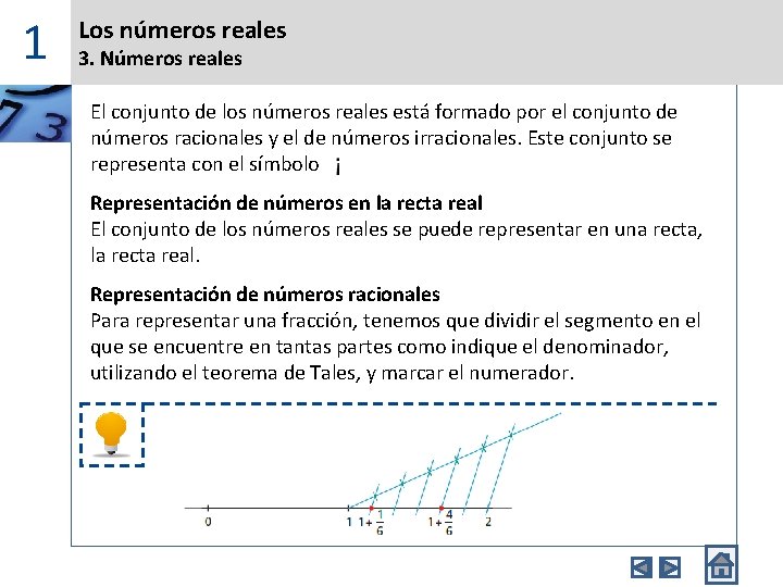 1 Los números reales 3. Números reales El conjunto de los números reales está