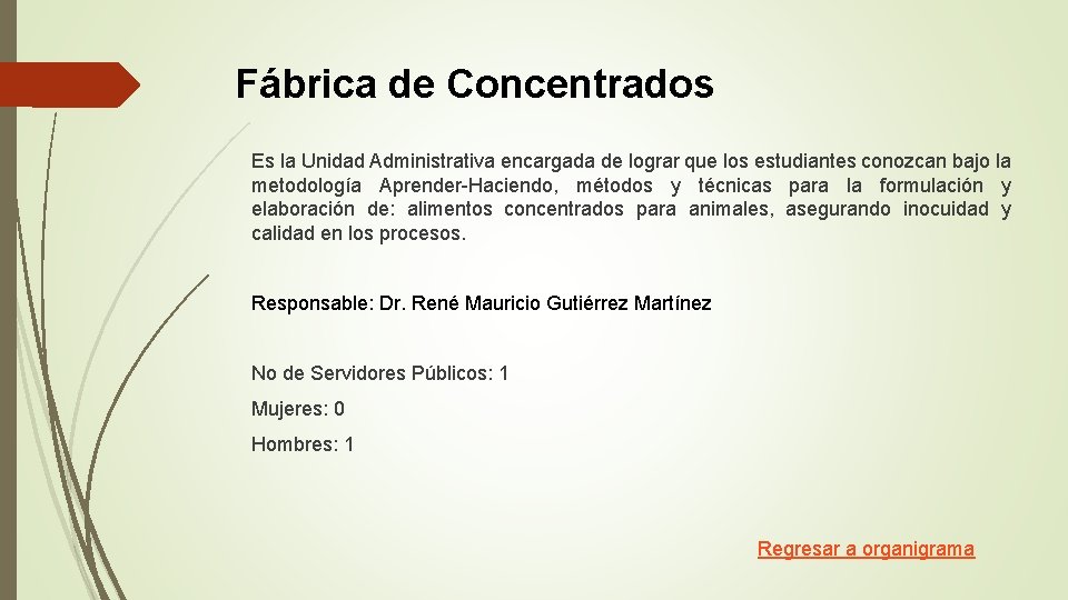 Fábrica de Concentrados Es la Unidad Administrativa encargada de lograr que los estudiantes conozcan