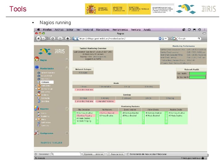 Tools • Nagios running 33 