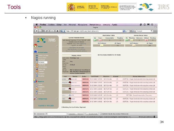 Tools • Nagios running 34 