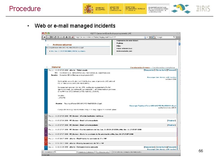 Procedure • Web or e-mail managed incidents 66 