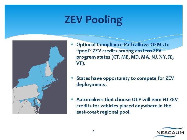 ZEV Pooling Optional Compliance Path allows OEMs to “pool” ZEV credits among eastern ZEV