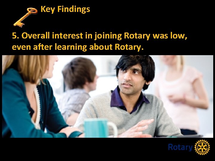Key Findings 5. Overall interest in joining Rotary was low, even after learning about