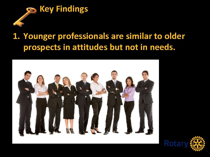 Key Findings 1. Younger professionals are similar to older prospects in attitudes but not