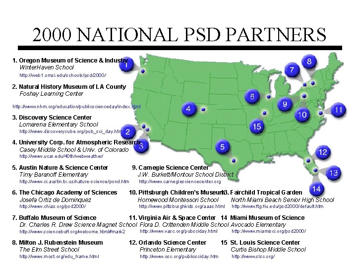 2000 NATIONAL PSD PARTNERS 1. Oregon Museum of Science & Industry Winter. Haven School 2000 NATIONAL PSD PARTNERS 1. Oregon Museum of Science & Industry Winter. Haven School