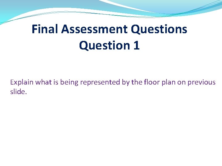 Final Assessment Questions Question 1 Explain what is being represented by the floor plan