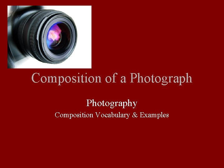 Composition of a Photography Composition Vocabulary & Examples 
