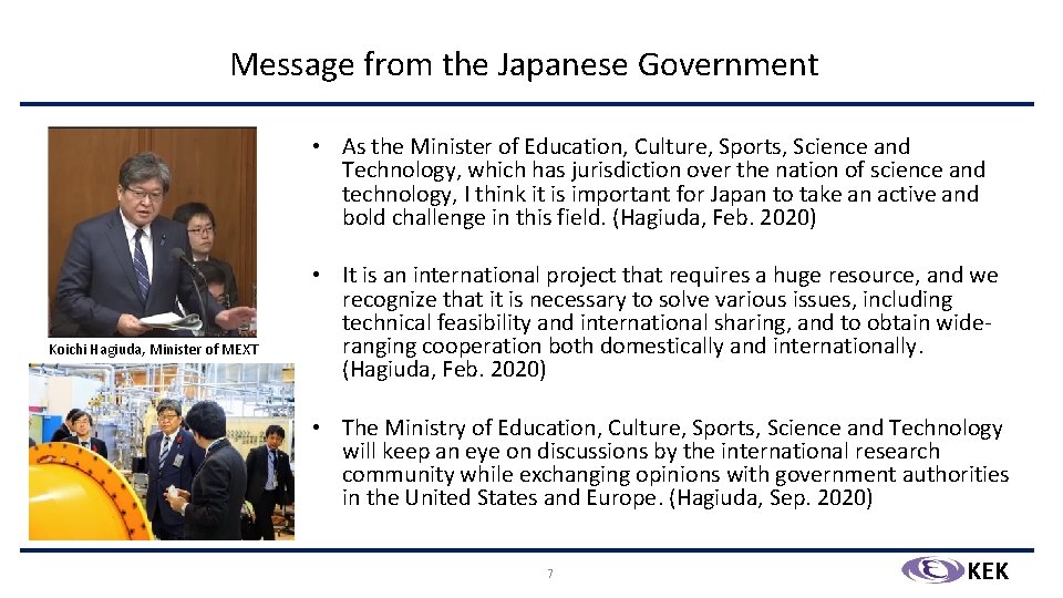 Message from the Japanese Government • As the Minister of Education, Culture, Sports, Science