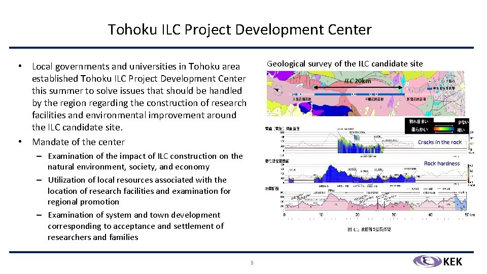 Tohoku ILC Project Development Center Geological survey of the ILC candidate site • Local