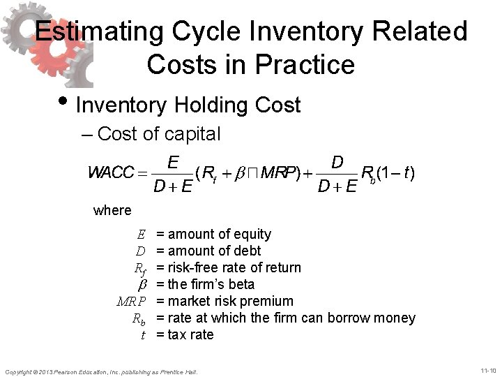 Estimating Cycle Inventory Related Costs in Practice • Inventory Holding Cost – Cost of