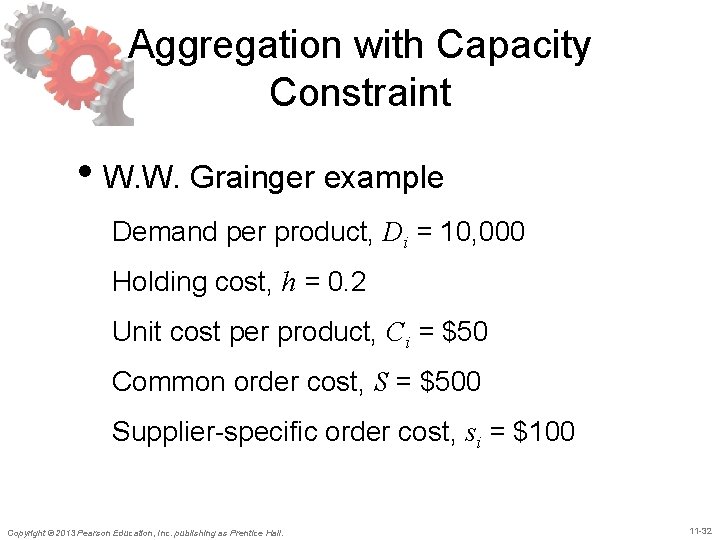 Aggregation with Capacity Constraint • W. W. Grainger example Demand per product, Di =