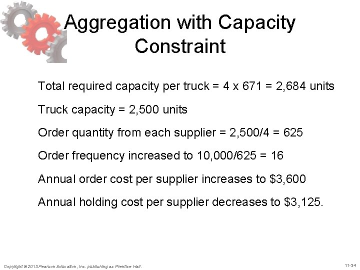 Aggregation with Capacity Constraint Total required capacity per truck = 4 x 671 =