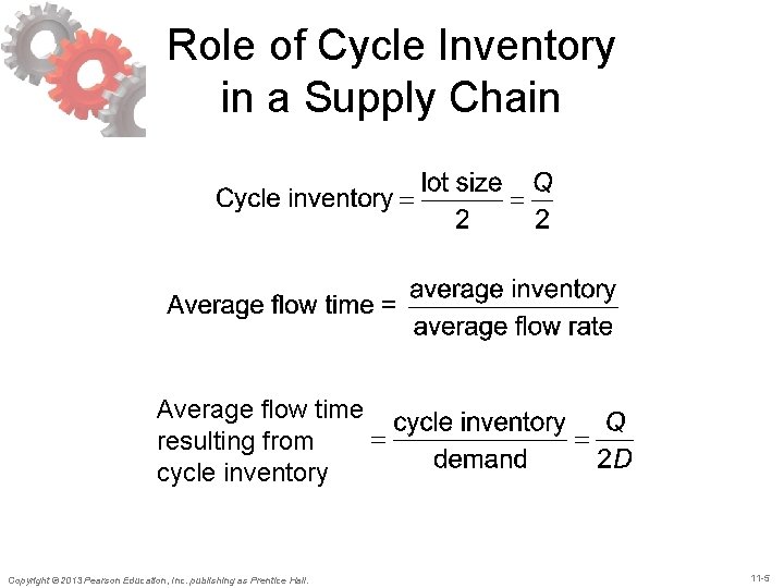 Role of Cycle Inventory in a Supply Chain Average flow time resulting from cycle