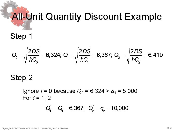 All-Unit Quantity Discount Example Step 1 Step 2 Ignore i = 0 because Q