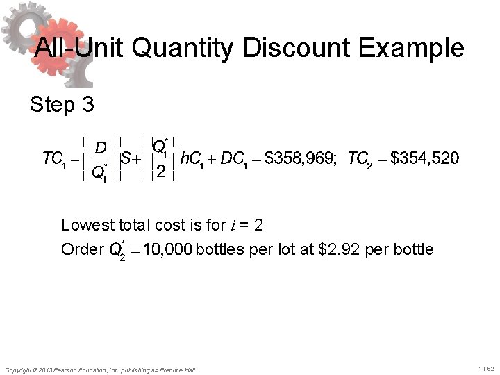 All-Unit Quantity Discount Example Step 3 Lowest total cost is for i = 2