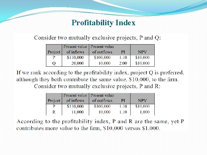 Profitability Index 