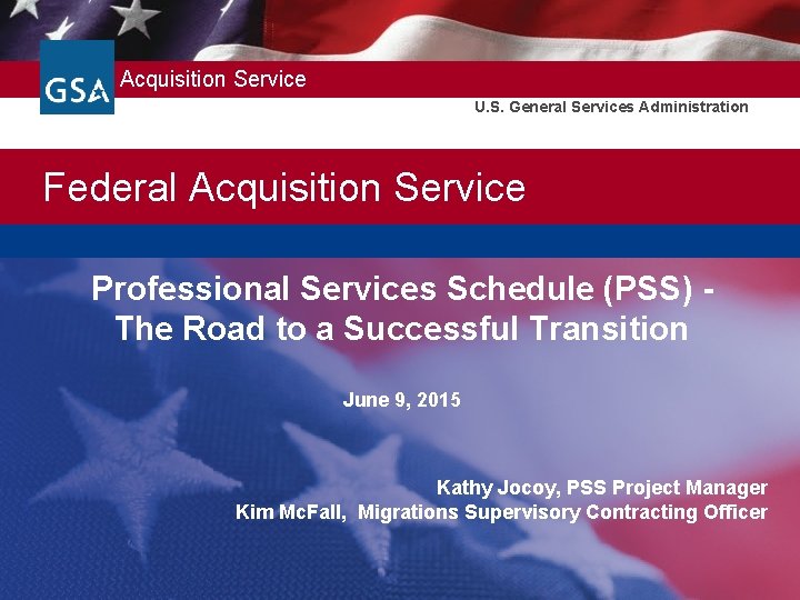 Federal Acquisition Service U. S. General Services Administration Federal Acquisition Service Professional Services Schedule