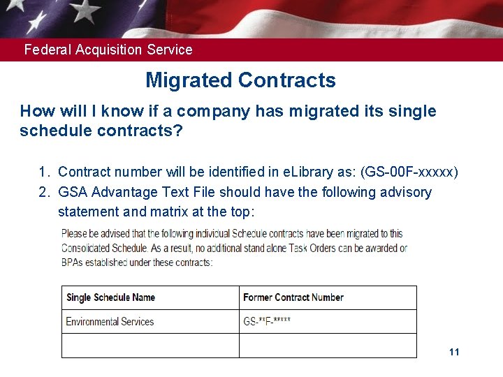 Federal Acquisition Service Migrated Contracts How will I know if a company has migrated