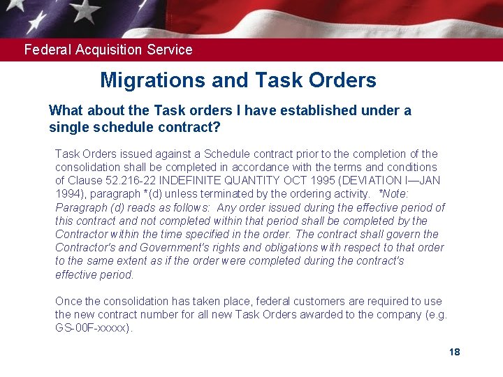 Federal Acquisition Service Migrations and Task Orders ➢ What about the Task orders I