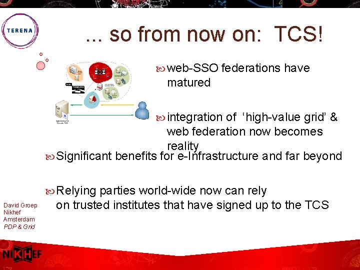 . . . so from now on: TCS! web-SSO federations have matured integration of