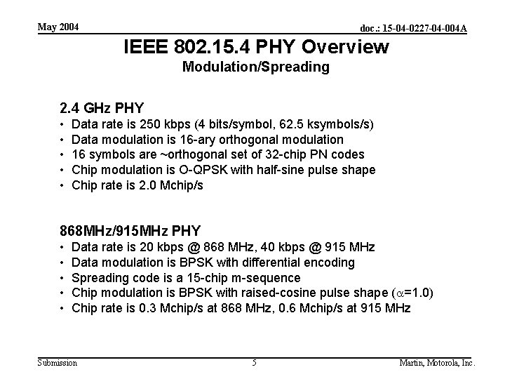 May 2004 doc. : 15 -04 -0227 -04 -004 A IEEE 802. 15. 4
