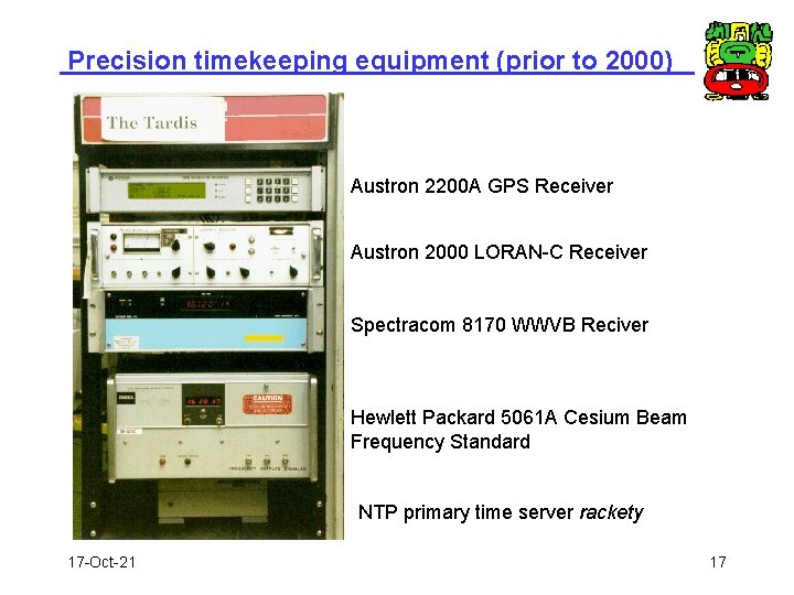 Precision timekeeping equipment (prior to 2000) Austron 2200 A GPS Receiver Austron 2000 LORAN-C
