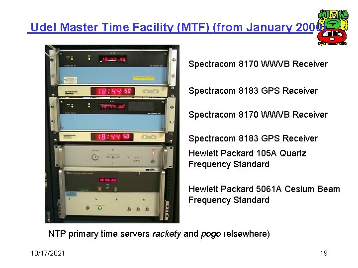 Udel Master Time Facility (MTF) (from January 2000) Spectracom 8170 WWVB Receiver Spectracom 8183