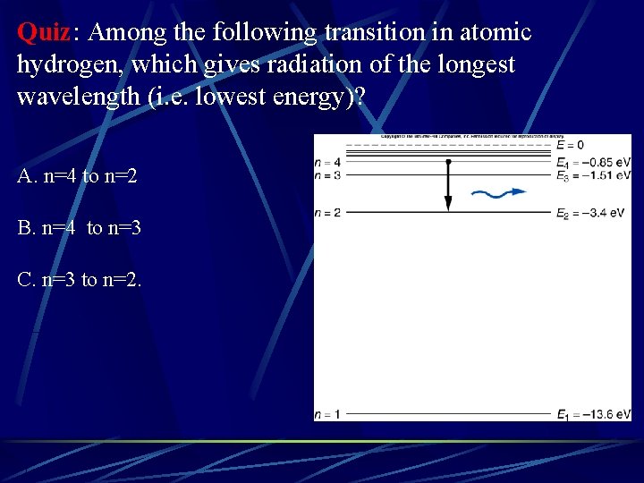 Quiz: Among the following transition in atomic hydrogen, which gives radiation of the longest