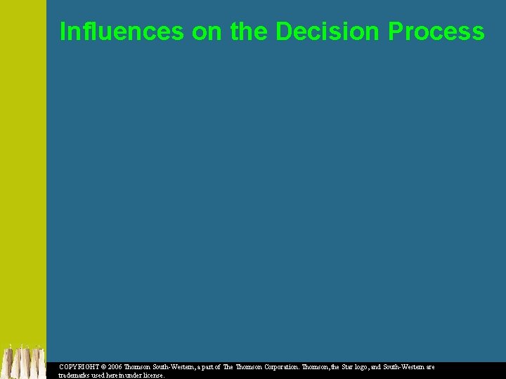 Influences on the Decision Process COPYRIGHT © 2006 Thomson South-Western, a part of The