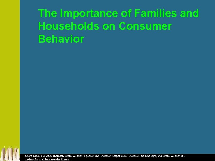The Importance of Families and Households on Consumer Behavior COPYRIGHT © 2006 Thomson South-Western,