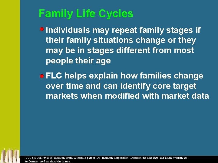 Family Life Cycles Individuals may repeat family stages if their family situations change or