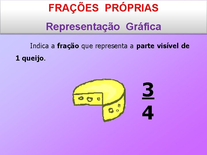 FRAÇÕES PRÓPRIAS Representação Gráfica Indica a fração que representa a parte visível de 1